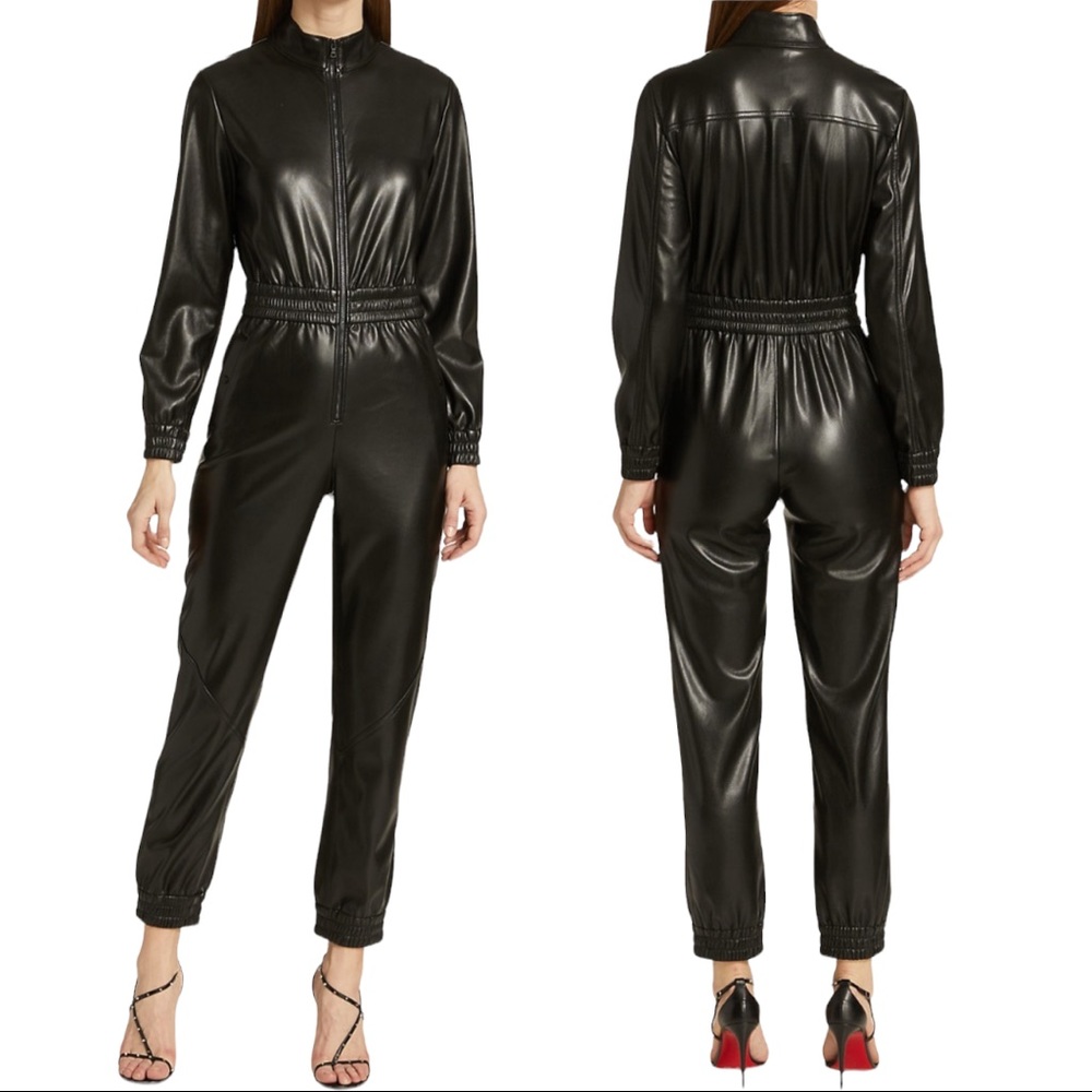 Alice + Olivia | NWOT Black Levi Vegan Leather Jumpsuit - Size US 2